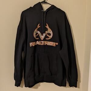 Realtree Black Pullover Hoddie With Logo In Camo